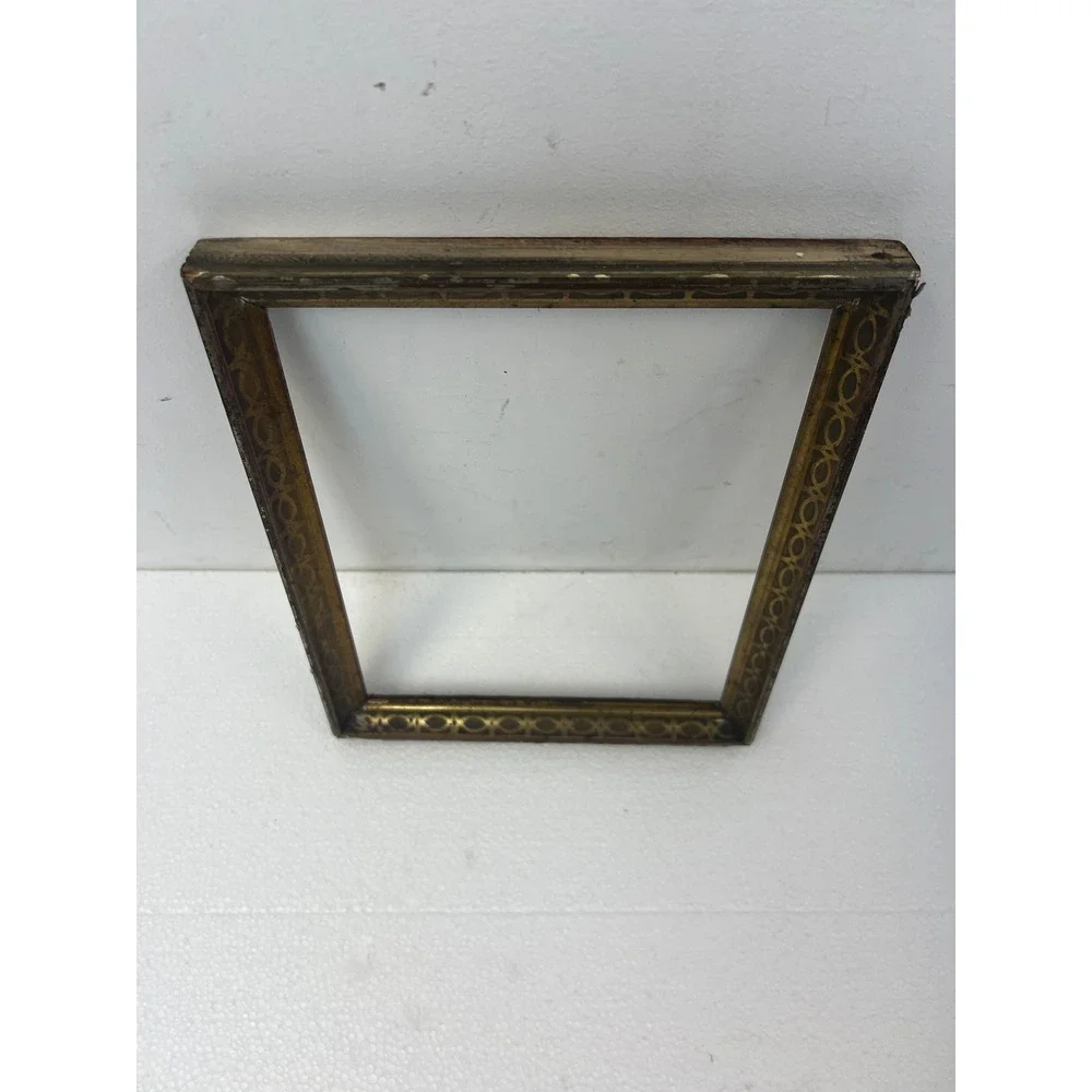 Vintage Art Deco Wood Picture Frame Pressed Gold Gilt Paint 20s 30s Fits 8